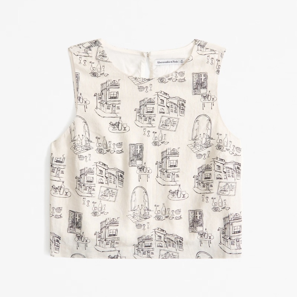 Women's Linen-Blend High-Neck Set Top Abercrombie